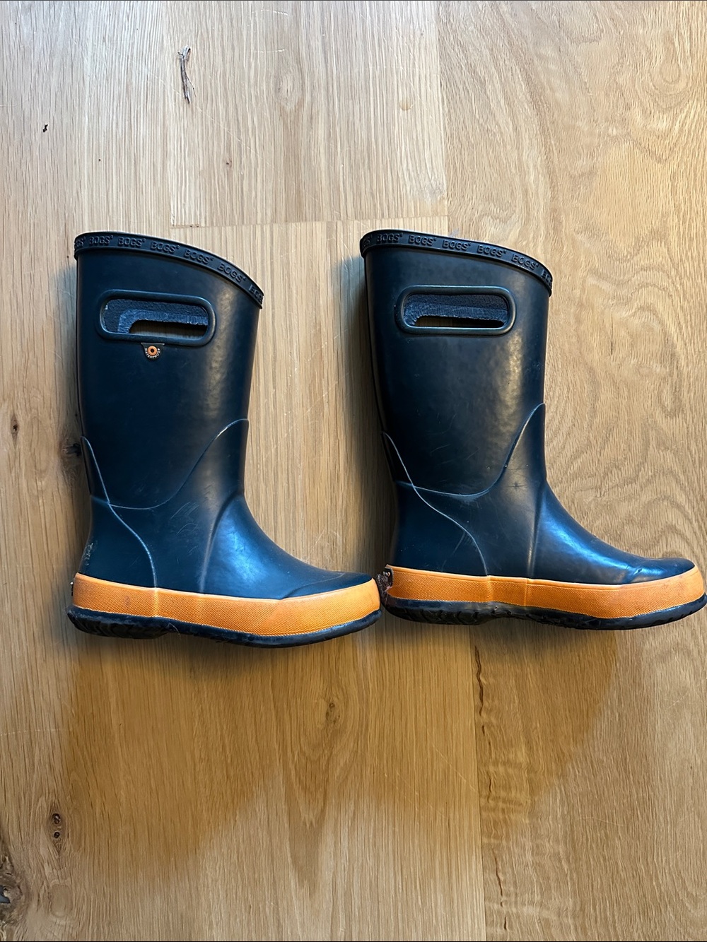 Kids Bogs Navy and Orange Rain Boots - Durable Waterproof Boots